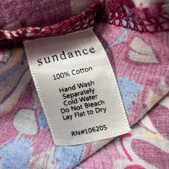 Sundance Belladonna Beauty Peasant Blouse 3/4 Sleeve Floral Cotton Top - Picture 14 of 16